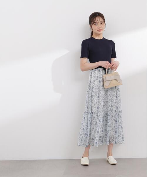 PROPORTION BODY DRESSING(プロポーションボディドレッシング)の「半袖花柄ドッキングニットワンピース / 1216140410(ワンピース・レディース・ネイビー/ブラック・MEDIUM/P/S/SMALL)」の12枚目の写真