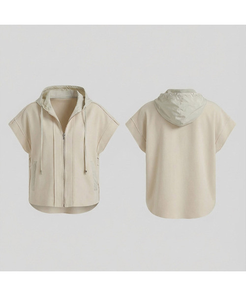 VASCARA（バスカラ）の「Lena Hood Zip-Up Vest (2colors)（ベスト・レディース・ブラック/ライトベージュ・FREE）」の2枚目の写真