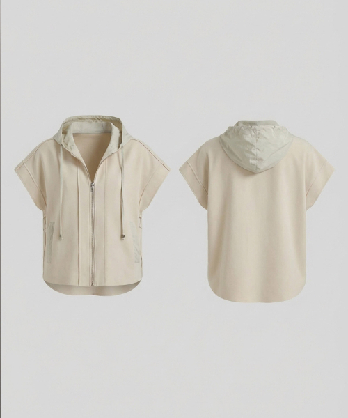 VASCARA（バスカラ）の「Lena Hood Zip-Up Vest (2colors)（ベスト・レディース・ブラック/ライトベージュ・FREE）」の5枚目の写真