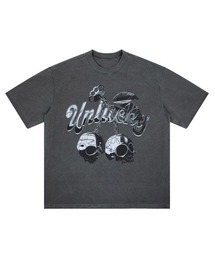 オーバーサイズユーズド加工スカルプリントTシャツ