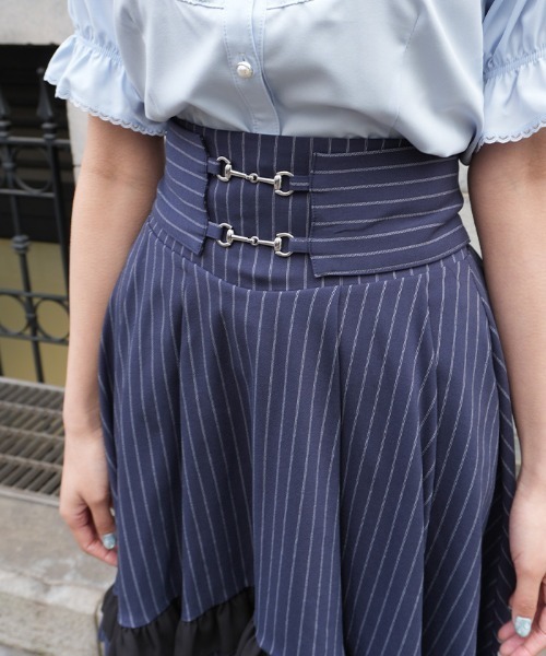 axes femme POETIQUE（アクシーズファムポエティック）の「ビット使フィッシュテールＳＫ（スカート・レディース・サックスブルー/ブラック/ネイビー・MEDIUM）」の9枚目の写真