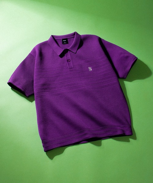 HUF(ハフ)の「MEGABLAST KNIT POLO TOP(ポロシャツ・メンズ・オフホワイト/チャコールグレー/パープル・XL/L/M/S/XXL)」の3枚目の写真