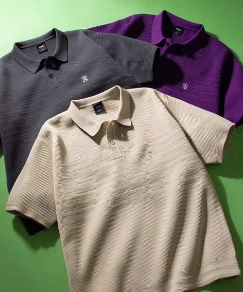 HUF(ハフ)の「MEGABLAST KNIT POLO TOP(ポロシャツ・メンズ・オフホワイト/チャコールグレー/パープル・XL/L/M/S/XXL)」の8枚目の写真