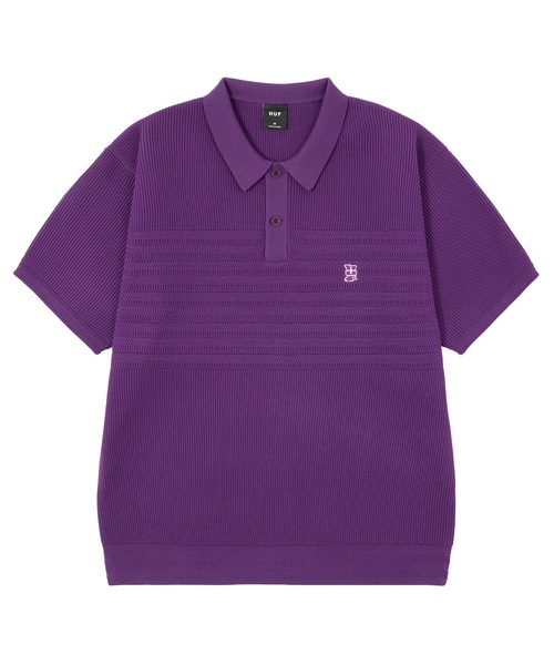 HUF(ハフ)の「MEGABLAST KNIT POLO TOP(ポロシャツ・メンズ・オフホワイト/チャコールグレー/パープル・XL/L/M/S/XXL)」の15枚目の写真
