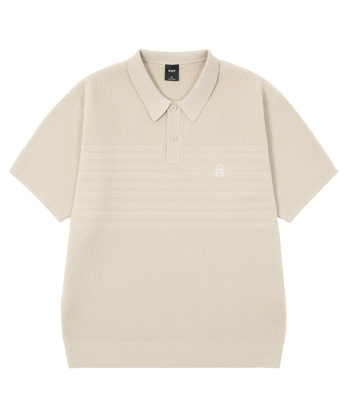 HUF(ハフ)の「MEGABLAST KNIT POLO TOP(ポロシャツ・メンズ・オフホワイト/チャコールグレー/パープル・XL/L/M/S/XXL)」の11枚目の写真