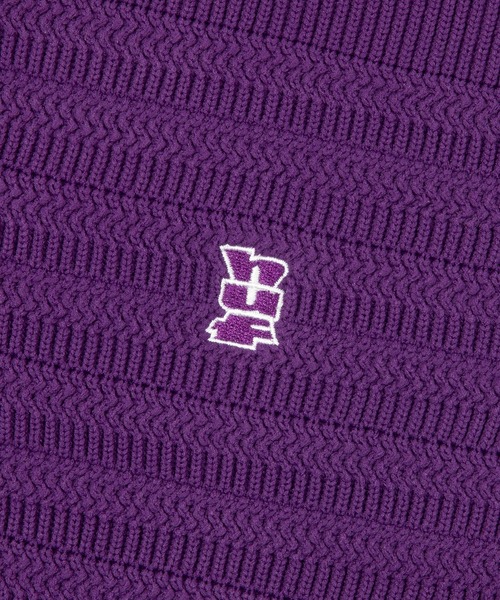 HUF(ハフ)の「MEGABLAST KNIT POLO TOP(ポロシャツ・メンズ・オフホワイト/チャコールグレー/パープル・XL/L/M/S/XXL)」の6枚目の写真