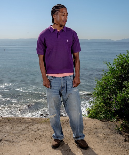 HUF(ハフ)の「MEGABLAST KNIT POLO TOP(ポロシャツ・メンズ・オフホワイト/チャコールグレー/パープル・XL/L/M/S/XXL)」の7枚目の写真