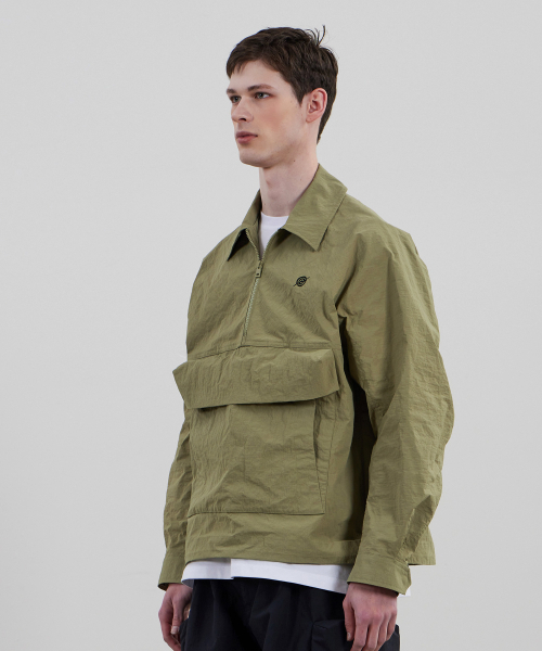 KALAPATTHAR(カラパタール)の「Nylon Taslan Half Zip-Up Anorak Jacket - KHAKI(ナイロンジャケット・メンズ・その他・MEDIUM/LARGE)」の1枚目の写真