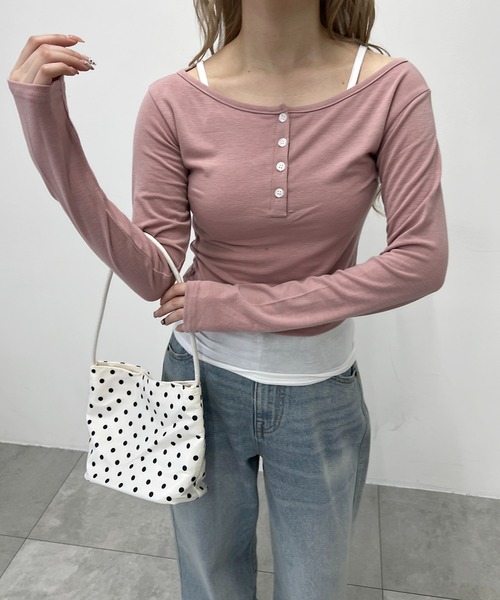 PHILLY(フィリー)の「《2枚セット》キャミセットヘンリートップス(Tシャツ/カットソー・レディース・ピンク/グレー/ブラック・FREE)」の17枚目の写真