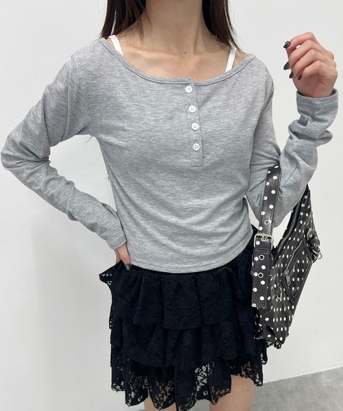 PHILLY(フィリー)の「《2枚セット》キャミセットヘンリートップス(Tシャツ/カットソー・レディース・ピンク/グレー/ブラック・FREE)」の21枚目の写真
