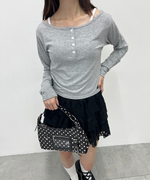 PHILLY(フィリー)の「《2枚セット》キャミセットヘンリートップス(Tシャツ/カットソー・レディース・ピンク/グレー/ブラック・FREE)」の20枚目の写真