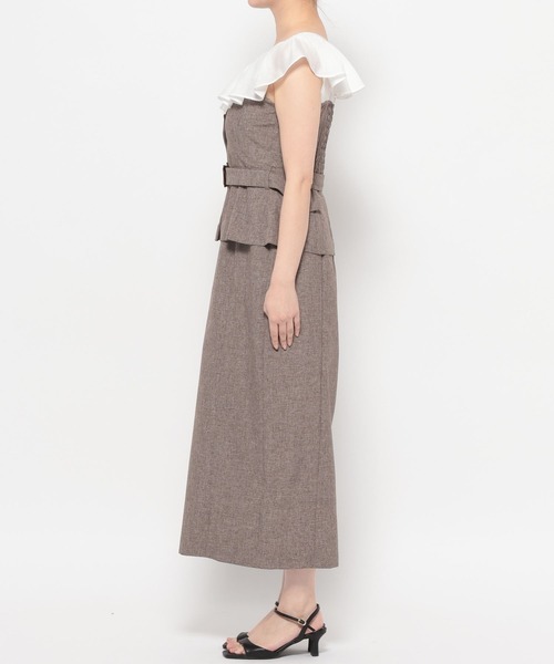 mysty woman（ミスティウーマン）の「フリルブラウスドッキングワンピース 666527（ワンピース・レディース・グレー/ブラウン・FREE）」の13枚目の写真