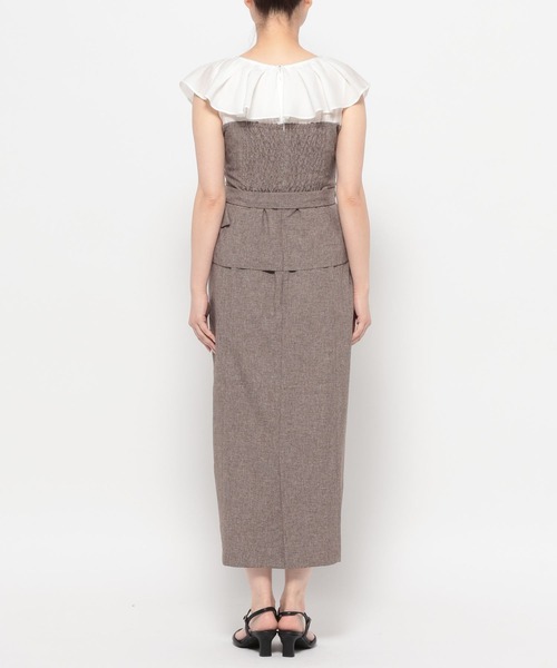 mysty woman（ミスティウーマン）の「フリルブラウスドッキングワンピース 666527（ワンピース・レディース・グレー/ブラウン・FREE）」の14枚目の写真