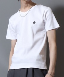 ANPAS | Ribbed-Knit V-Neck Short-Sleeve Tee / テレコVネック ワンポイント刺繍 半袖Tシャツ メンズ レディース ユニセックス(Tシャツ/カットソー)
