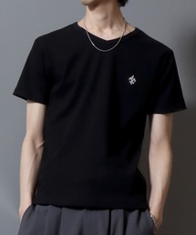 Ribbed-Knit V-Neck Short-Sleeve Tee / テレコVネック ワンポイント刺繍 半袖Tシャツ メンズ レディース ユニセックス