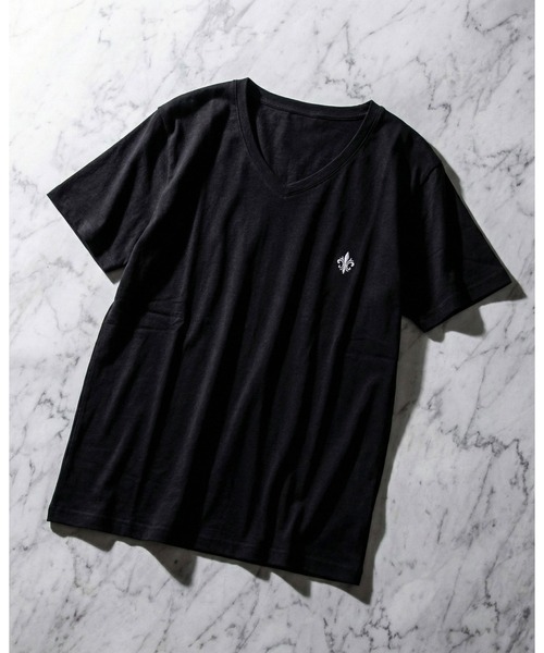 ANPAS（アンパス）の「Ribbed-Knit V-Neck Short-Sleeve Tee / テレコVネック ワンポイント刺繍 半袖Tシャツ メンズ レディース ユニセックス（Tシャツ/カットソー・メンズ・ホワイト/ブラック・S/M/L）」の14枚目の写真