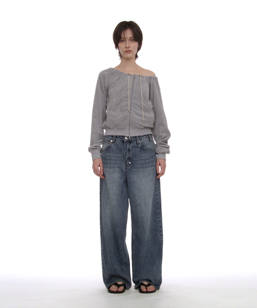 PARTIMENTO WOMEN(パルティメントウィメン)の「テリードローストリングオフショルダージップアップトップ_メランジ(その他トップス・レディース・その他・SMALL/MEDIUM)」の2枚目の写真