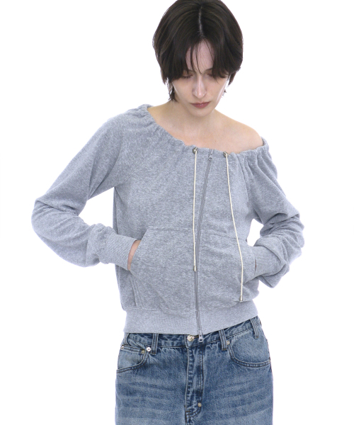 PARTIMENTO WOMEN(パルティメントウィメン)の「テリードローストリングオフショルダージップアップトップ_メランジ(その他トップス・レディース・その他・SMALL/MEDIUM)」の8枚目の写真