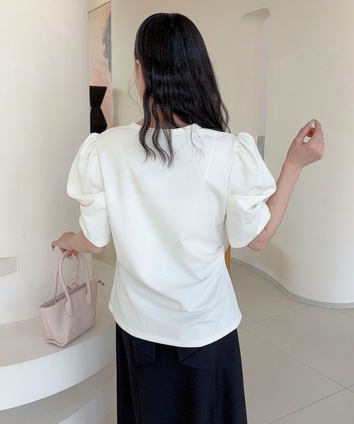 Jasmine Grandiflorum(ジャスミングランディフローラム)の「【Jasmine】パワショル切り替えTシャツ(Tシャツ/カットソー・レディース・ブルー/ブラック/アイボリー・FREE)」の9枚目の写真