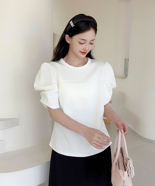 Jasmine Grandiflorum(ジャスミングランディフローラム)の「【Jasmine】パワショル切り替えTシャツ(Tシャツ/カットソー・レディース・ブルー/ブラック/アイボリー・FREE)」の11枚目の写真