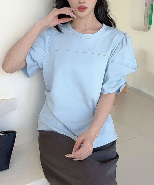 Jasmine Grandiflorum(ジャスミングランディフローラム)の「【Jasmine】パワショル切り替えTシャツ(Tシャツ/カットソー・レディース・ブルー/ブラック/アイボリー・FREE)」の13枚目の写真