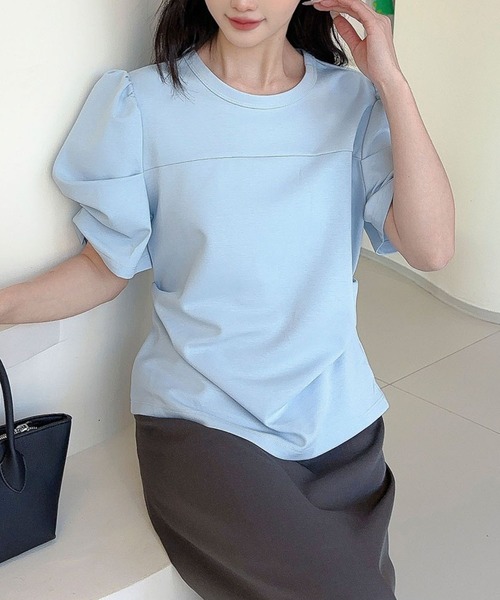 Jasmine Grandiflorum(ジャスミングランディフローラム)の「【Jasmine】パワショル切り替えTシャツ(Tシャツ/カットソー・レディース・ブルー/ブラック/アイボリー・FREE)」の14枚目の写真