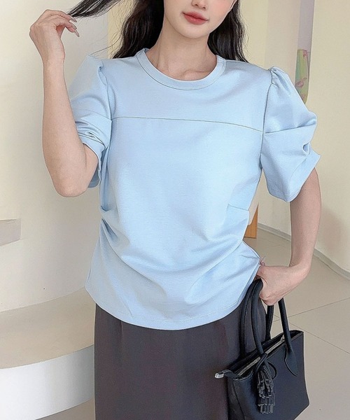 Jasmine Grandiflorum(ジャスミングランディフローラム)の「【Jasmine】パワショル切り替えTシャツ(Tシャツ/カットソー・レディース・ブルー/ブラック/アイボリー・FREE)」の15枚目の写真