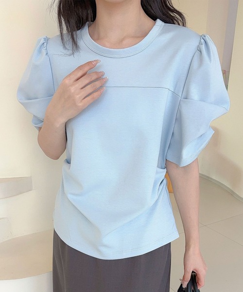 Jasmine Grandiflorum(ジャスミングランディフローラム)の「【Jasmine】パワショル切り替えTシャツ(Tシャツ/カットソー・レディース・ブルー/ブラック/アイボリー・FREE)」の16枚目の写真