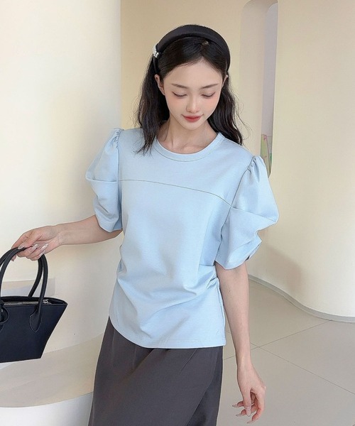 Jasmine Grandiflorum(ジャスミングランディフローラム)の「【Jasmine】パワショル切り替えTシャツ(Tシャツ/カットソー・レディース・ブルー/ブラック/アイボリー・FREE)」の17枚目の写真