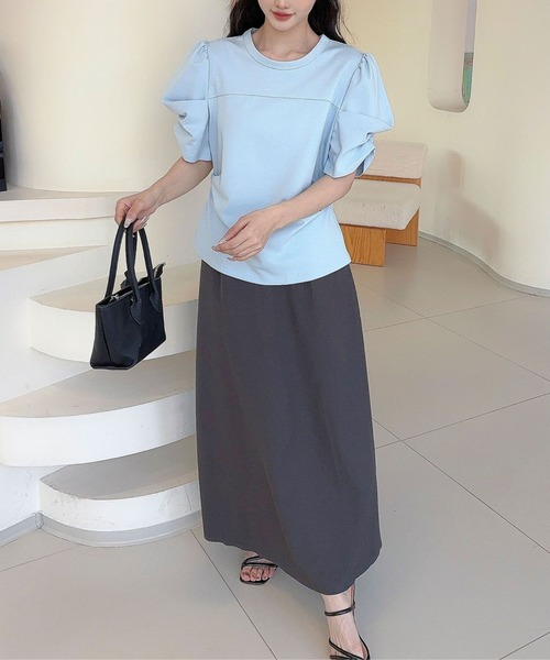 Jasmine Grandiflorum(ジャスミングランディフローラム)の「【Jasmine】パワショル切り替えTシャツ(Tシャツ/カットソー・レディース・ブルー/ブラック/アイボリー・FREE)」の18枚目の写真