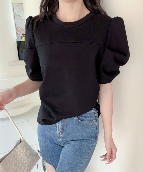 Jasmine Grandiflorum(ジャスミングランディフローラム)の「【Jasmine】パワショル切り替えTシャツ(Tシャツ/カットソー・レディース・ブルー/ブラック/アイボリー・FREE)」の19枚目の写真