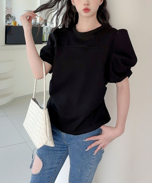 Jasmine Grandiflorum(ジャスミングランディフローラム)の「【Jasmine】パワショル切り替えTシャツ(Tシャツ/カットソー・レディース・ブルー/ブラック/アイボリー・FREE)」の21枚目の写真