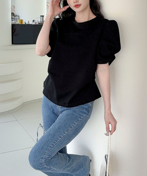 Jasmine Grandiflorum(ジャスミングランディフローラム)の「【Jasmine】パワショル切り替えTシャツ(Tシャツ/カットソー・レディース・ブルー/ブラック/アイボリー・FREE)」の22枚目の写真
