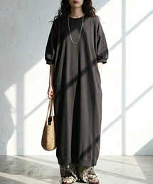 antiqua（アンティカ）の「綿100% 五分袖 コクーン ロングワンピース（ワンピース）」