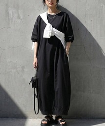 antiqua（アンティカ）の「綿100% 五分袖 コクーン ロングワンピース（ワンピース）」