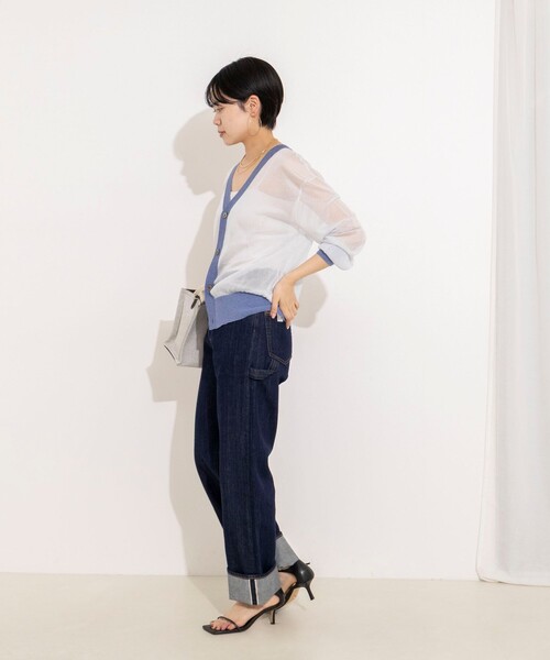 Rie Miller(リエミラー)の「シアー2WAYカーディガン星インターシャ(カーディガン/ボレロ・レディース・ベージュ/ブラック/サックスブルー・38)」の6枚目の写真