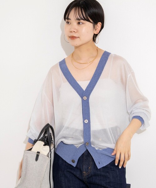 Rie Miller(リエミラー)の「シアー2WAYカーディガン星インターシャ(カーディガン/ボレロ・レディース・ベージュ/ブラック/サックスブルー・38)」の8枚目の写真