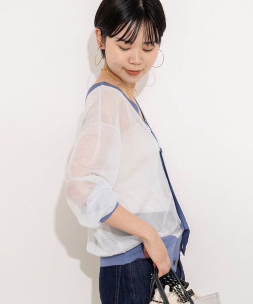 Rie Miller(リエミラー)の「シアー2WAYカーディガン星インターシャ(カーディガン/ボレロ・レディース・ベージュ/ブラック/サックスブルー・38)」の11枚目の写真