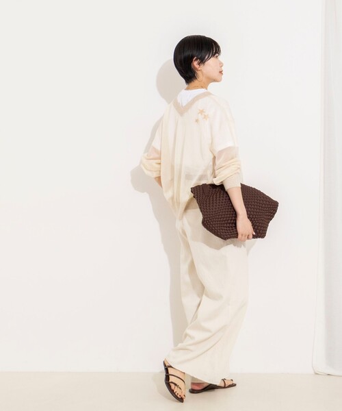 Rie Miller(リエミラー)の「シアー2WAYカーディガン星インターシャ(カーディガン/ボレロ・レディース・ベージュ/ブラック/サックスブルー・38)」の14枚目の写真