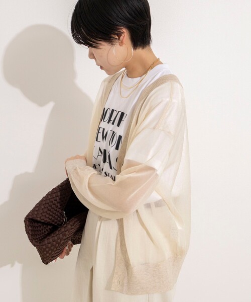 Rie Miller(リエミラー)の「シアー2WAYカーディガン星インターシャ(カーディガン/ボレロ・レディース・ベージュ/ブラック/サックスブルー・38)」の18枚目の写真