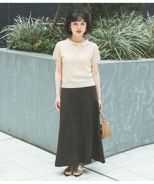 BAYFLOW（ベイフロー）の「[WEB限定]コンパクトサマーシアーポロニット（ポロシャツ・レディース・アイボリー/ブラック/ネイビー/ブラウン・SMALL/MEDIUM）」の15枚目の写真