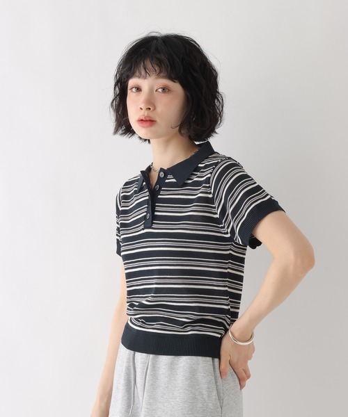 BAYFLOW（ベイフロー）の「[WEB限定]コンパクトサマーシアーポロニット（ポロシャツ・レディース・アイボリー/ブラック/ネイビー/ブラウン・SMALL/MEDIUM）」の20枚目の写真