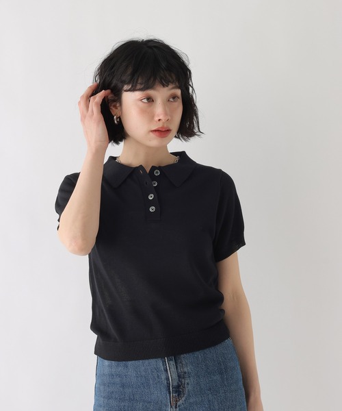 BAYFLOW（ベイフロー）の「[WEB限定]コンパクトサマーシアーポロニット（ポロシャツ・レディース・アイボリー/ブラック/ネイビー/ブラウン・SMALL/MEDIUM）」の22枚目の写真
