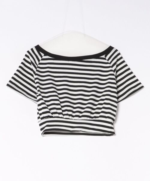 Ritzy(リッツィー)の「ボーダーオフショルダークロップド T シャツ(Tシャツ/カットソー・レディース・ブラック×ホワイト・M/L/S)」の12枚目の写真