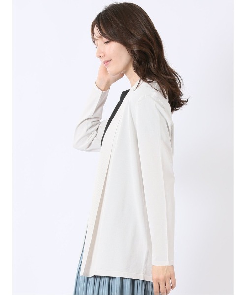 m.f.editorial(エムエフエディトリアル)の「【ストレッチ 接触冷感 UVカット 毛玉防止 ウォッシャブル】m.f.エディトリアル レディース 快適機能 前立てリブ トッパー ニット カーディガン(カーディガン/ボレロ・レディース・ブラック/アイボリー・LARGE/MEDIUM)」の15枚目の写真