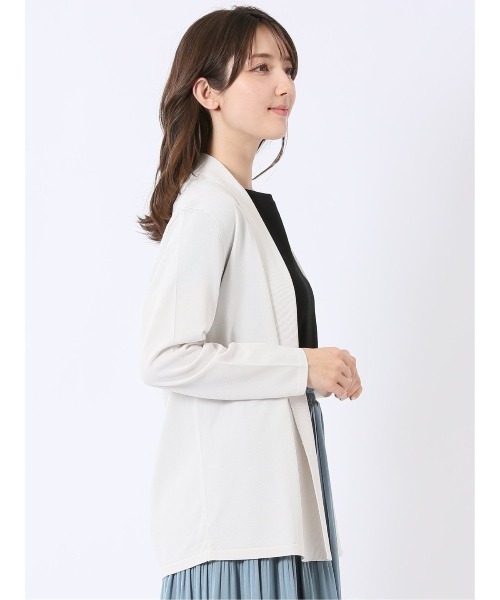m.f.editorial(エムエフエディトリアル)の「【ストレッチ 接触冷感 UVカット 毛玉防止 ウォッシャブル】m.f.エディトリアル レディース 快適機能 前立てリブ トッパー ニット カーディガン(カーディガン/ボレロ・レディース・ブラック/アイボリー・LARGE/MEDIUM)」の13枚目の写真