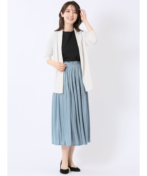 m.f.editorial(エムエフエディトリアル)の「【ストレッチ 接触冷感 UVカット 毛玉防止 ウォッシャブル】m.f.エディトリアル レディース 快適機能 前立てリブ トッパー ニット カーディガン(カーディガン/ボレロ・レディース・ブラック/アイボリー・LARGE/MEDIUM)」の12枚目の写真