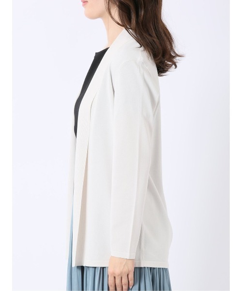 m.f.editorial(エムエフエディトリアル)の「【ストレッチ 接触冷感 UVカット 毛玉防止 ウォッシャブル】m.f.エディトリアル レディース 快適機能 前立てリブ トッパー ニット カーディガン(カーディガン/ボレロ・レディース・ブラック/アイボリー・LARGE/MEDIUM)」の10枚目の写真