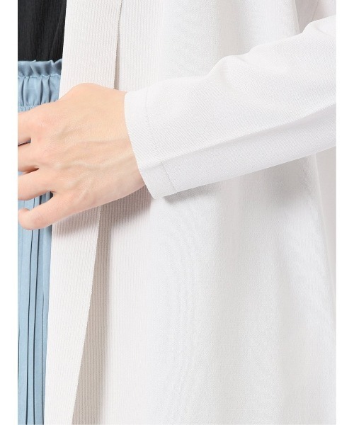 m.f.editorial(エムエフエディトリアル)の「【ストレッチ 接触冷感 UVカット 毛玉防止 ウォッシャブル】m.f.エディトリアル レディース 快適機能 前立てリブ トッパー ニット カーディガン(カーディガン/ボレロ・レディース・ブラック/アイボリー・LARGE/MEDIUM)」の7枚目の写真