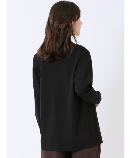 m.f.editorial(エムエフエディトリアル)の「【ストレッチ 接触冷感 UVカット 毛玉防止 ウォッシャブル】m.f.エディトリアル レディース 快適機能 前立てリブ トッパー ニット カーディガン(カーディガン/ボレロ・レディース・ブラック/アイボリー・LARGE/MEDIUM)」の4枚目の写真